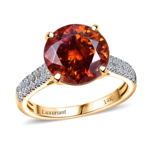 AAA Picos Altos Sphalerite and G-H SI Luxuriant Lab Grown Diamond 7.35 ctw Ring in 10K Yellow Gold (Size 10.0)