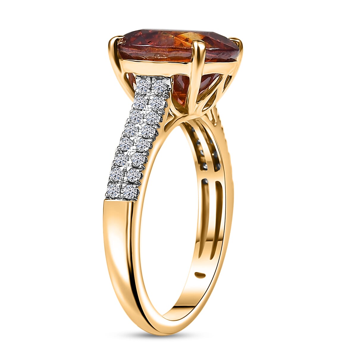 AAA Picos Altos Sphalerite and G-H SI Luxuriant Lab Grown Diamond 7.35 ctw Ring in 10K Yellow Gold (Size 10.0) image number 3