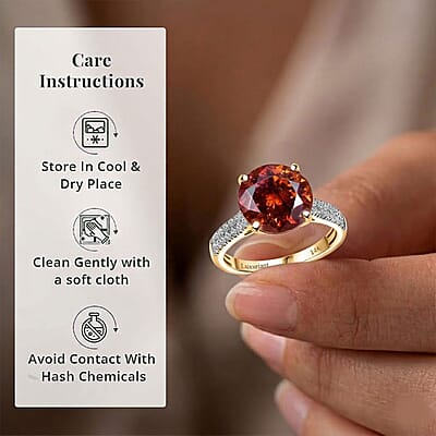 AAA Picos Altos Sphalerite and G-H SI Luxuriant Lab Grown Diamond 7.35 ctw Ring in 10K Yellow Gold (Size 10.0)