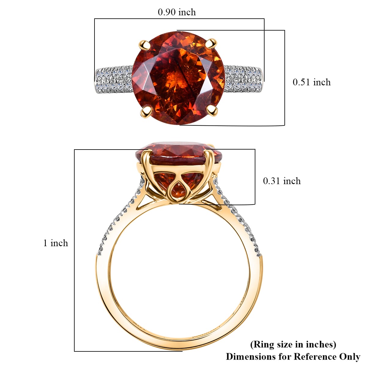 AAA Picos Altos Sphalerite and G-H SI Luxuriant Lab Grown Diamond 7.35 ctw Ring in 10K Yellow Gold (Size 10.0) image number 5