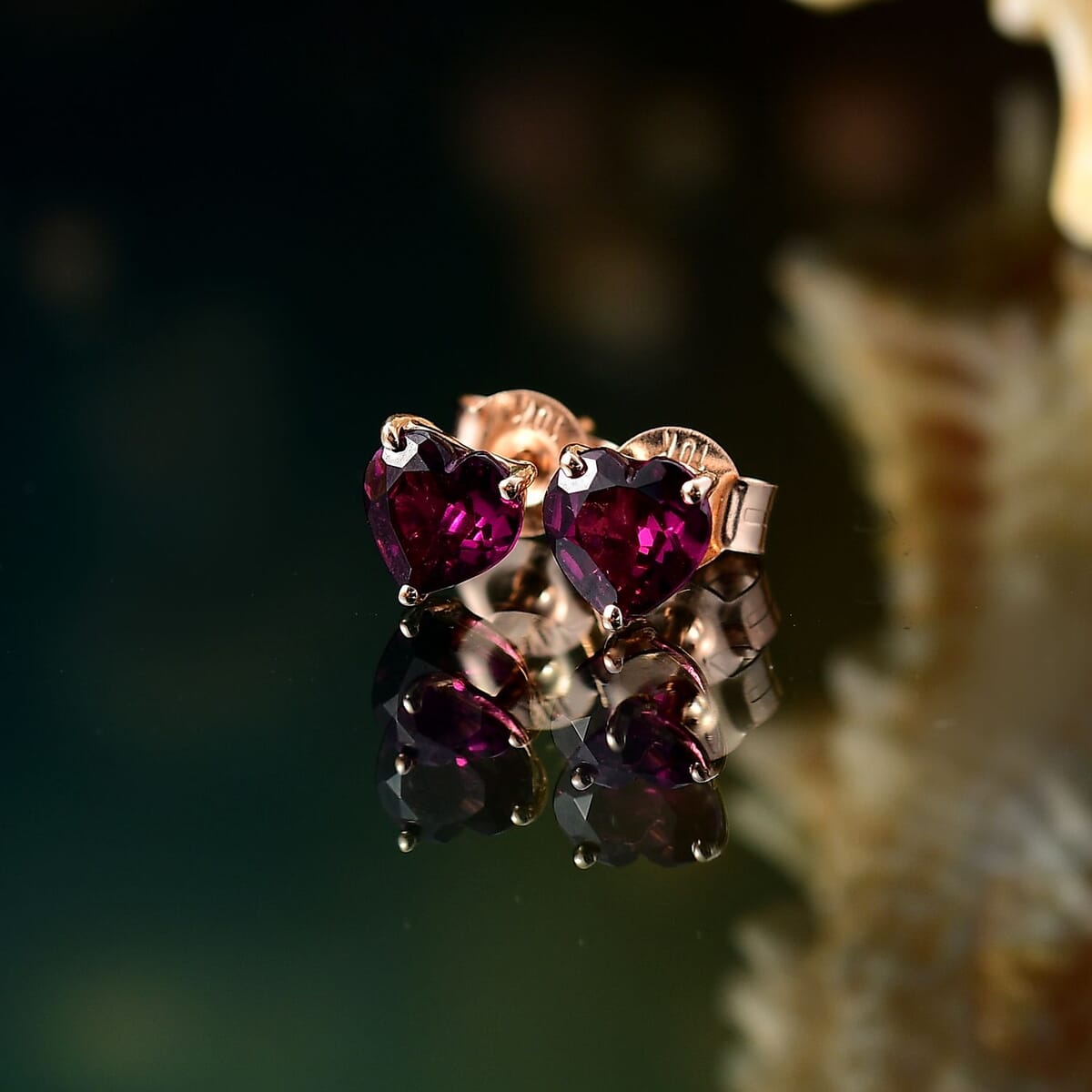 Luxoro AAA Radiant Ember Garnet 1.70 ctw Royal Amour Earrings in 10K Rose Gold image number 1