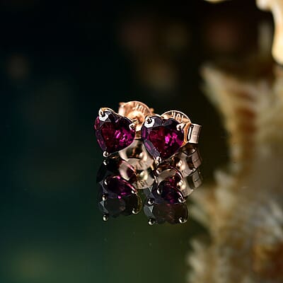 Luxoro AAA Radiant Ember Garnet 1.70 ctw Royal Amour Earrings in 10K Rose Gold