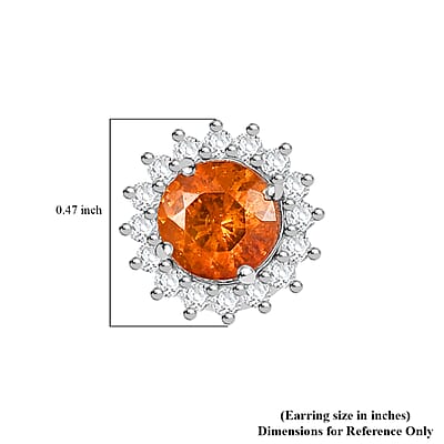 D'Joy Premium Picos Altos Sphalerite and Moissanite 4.15 ctw Solar Sparks Stud Earrings in Rhodium Over Sterling Silver
