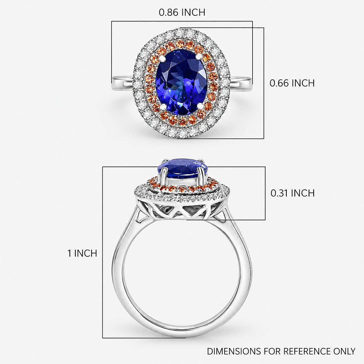 Certified & Appraised Rhapsody AAAA Tanzanite, Padparadscha Sapphire, Diamond Ring in 950 Platinum 3.00 ctw (Size 10.0)