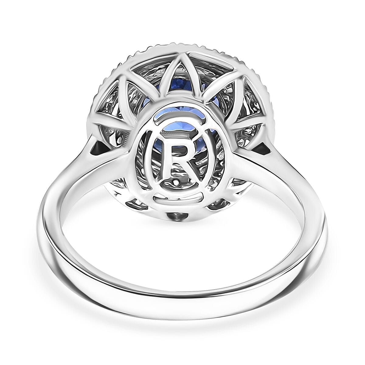 Certified and Appraised Rhapsody AAAA Tanzanite, Padparadscha Sapphire and E-F VS Diamond 3.00 ctw Ring in 950 Platinum (Size 8.0) 7 Grams image number 4