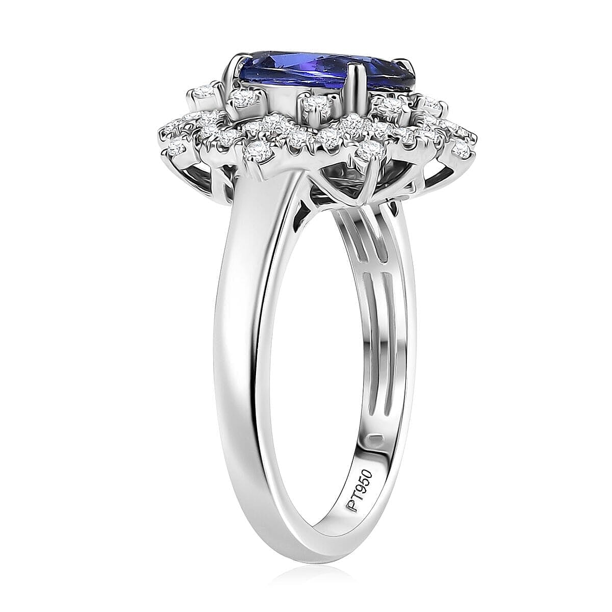 Certified & Appraised Rhapsody 950 Platinum AAAA Tanzanite, Diamond (E-F, VS) (0.56 cts) Ring (Size 11.0) (7.80 g) 3.65 ctw image number 3