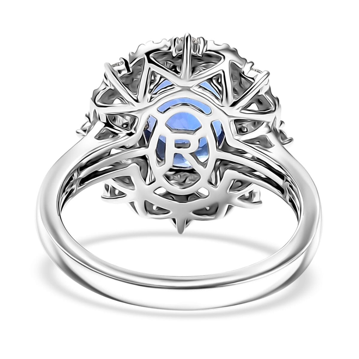 Certified & Appraised Rhapsody 950 Platinum AAAA Tanzanite, Diamond (E-F, VS) (0.56 cts) Ring (Size 5.5) (7.80 g) 3.65 ctw image number 4