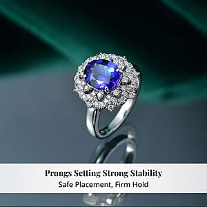 Certified & Appraised Rhapsody AAAA Tanzanite and E-F VS Diamond 3.65 ctw Ring in 950 Platinum (Size 8.0) 7.80 Grams