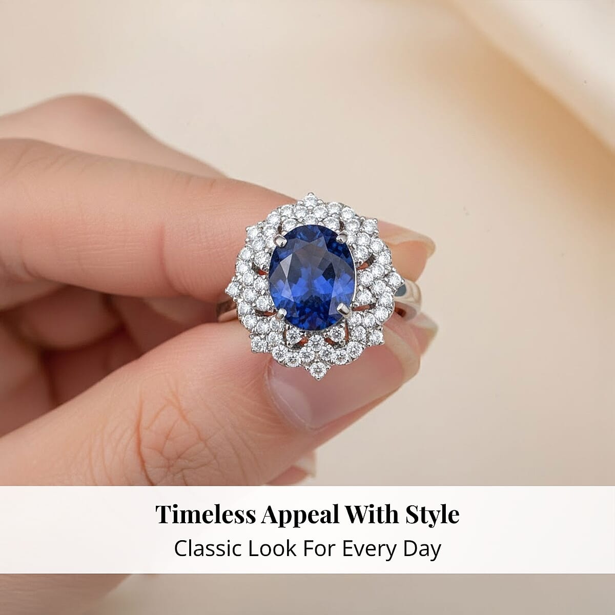 Certified & Appraised Rhapsody AAAA Tanzanite and E-F VS Diamond 3.65 ctw Ring in 950 Platinum (Size 8.0) 7.80 Grams image number 4