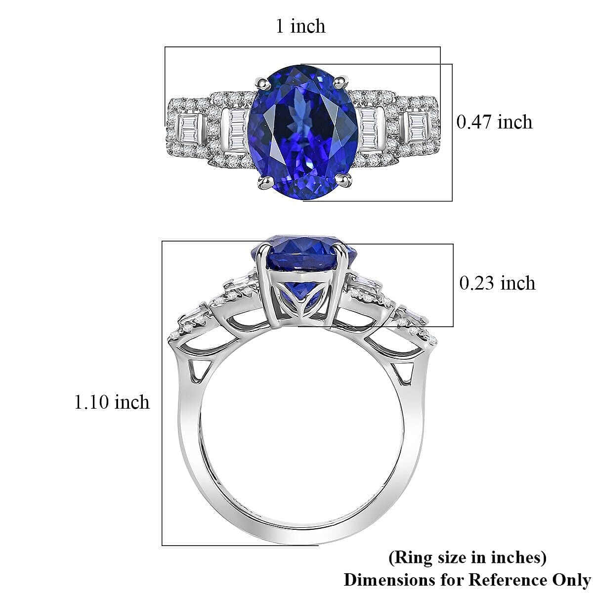 Certified & Appraised Rhapsody 950 Platinum AAAA Tanzanite, Diamond (E-F, VS) (0.42 cts) Ring (Size 10.5) (7.95 g) 4.50 ctw image number 5