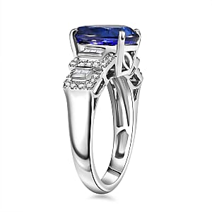 Certified & Appraised Rhapsody 950 Platinum AAAA Tanzanite, Diamond (E-F, VS) (0.42 cts) Ring (Size 11.0) (7.95 g) 4.50 ctw