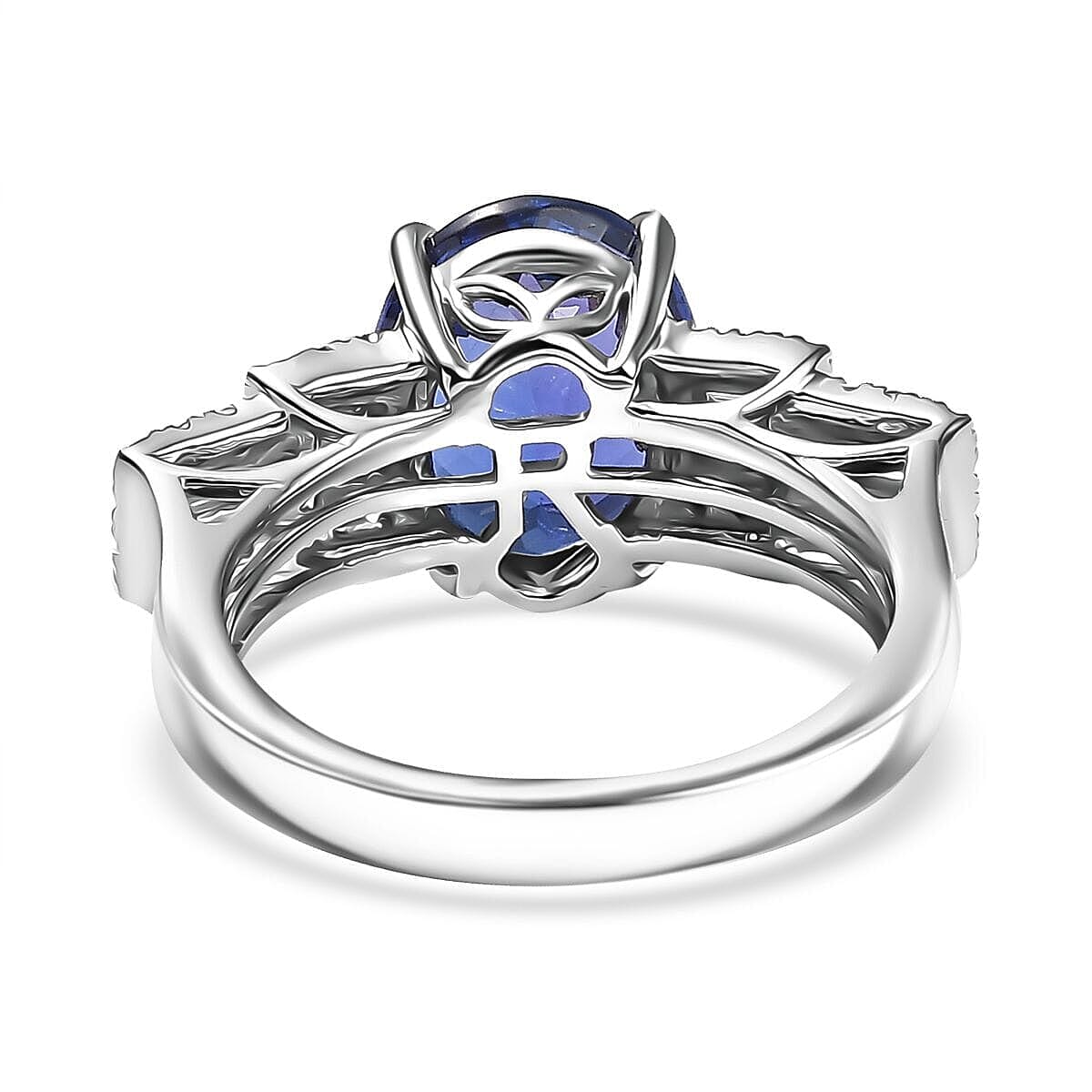 Certified & Appraised Rhapsody 950 Platinum AAAA Tanzanite, Diamond (E-F, VS) (0.42 cts) Ring (Size 11.0) (7.95 g) 4.50 ctw image number 4