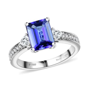 Certified & Appraised Rhapsody AAAA Tanzanite and E-F VS Diamond 2.91 ctw Ring in 950 Platinum (Size 10.0) 6.05 Grams