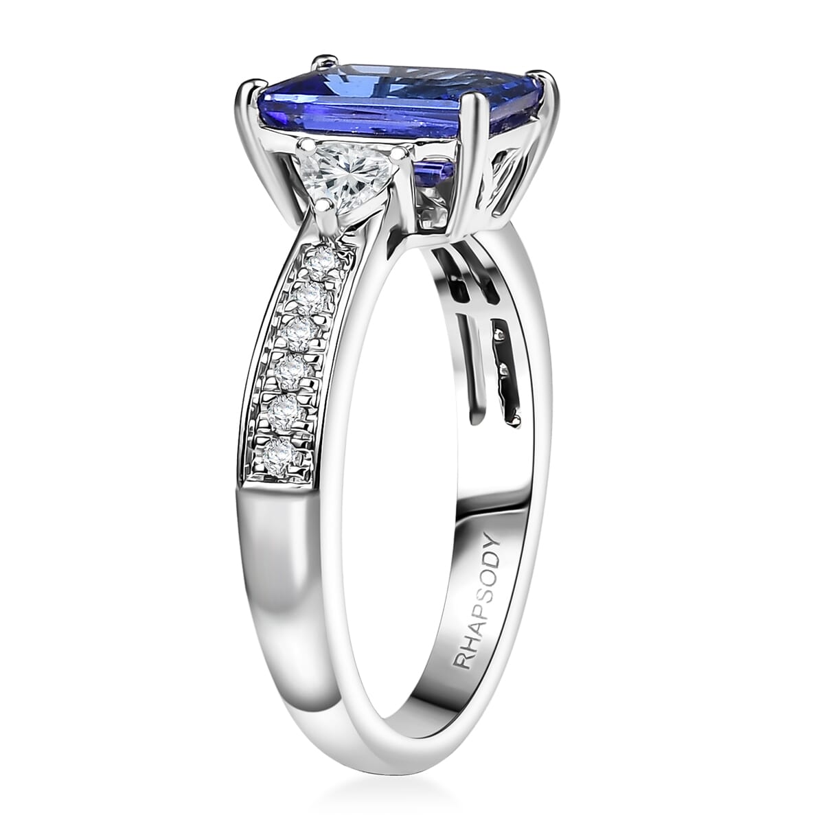 Certified & Appraised Rhapsody AAAA Tanzanite and E-F VS Diamond 2.91 ctw Ring in 950 Platinum (Size 10.0) 6.05 Grams image number 3