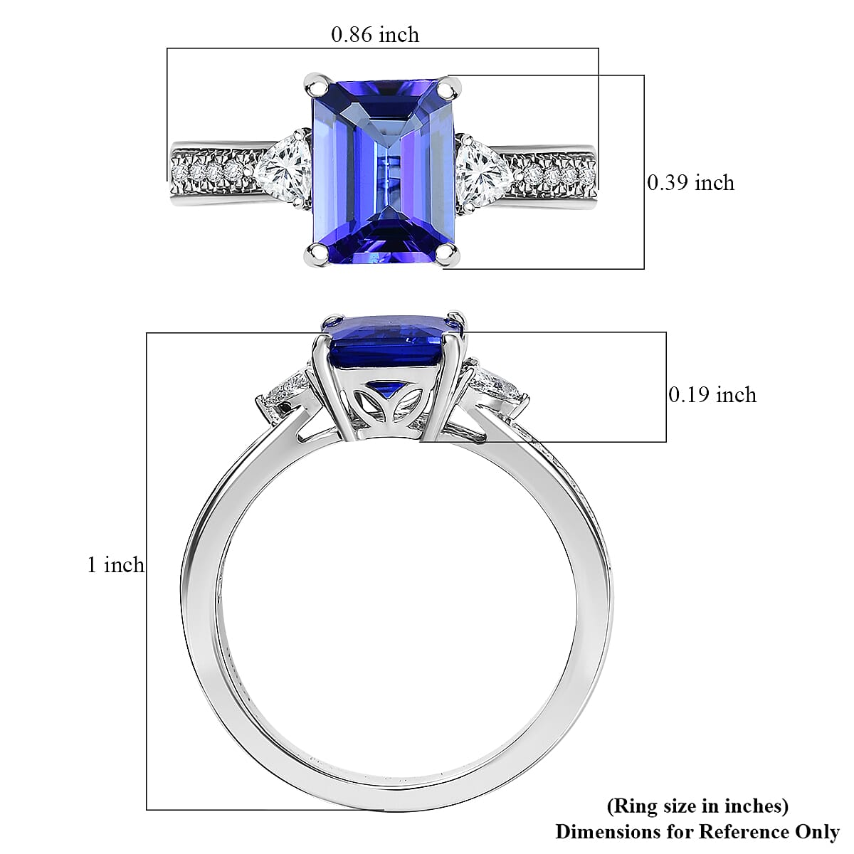 Certified & Appraised Rhapsody 950 Platinum AAAA Tanzanite, Diamond (E-F, VS) (0.33 cts) Ring (Size 5.5) (6.05 g) 2.91 ctw image number 5