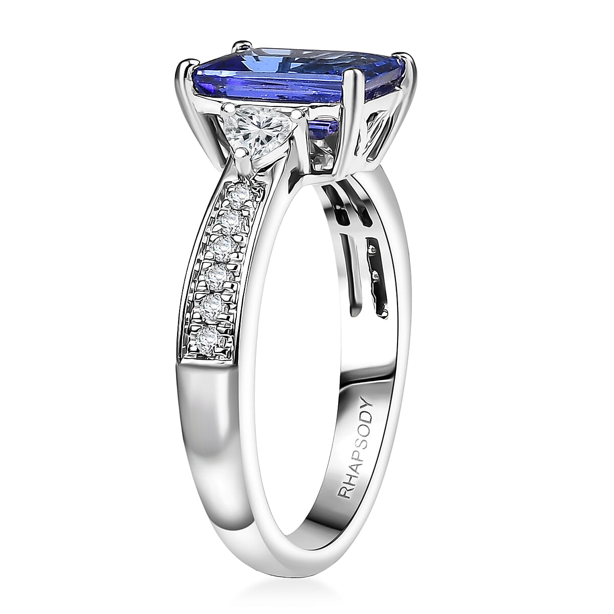 Certified & Appraised Rhapsody AAAA Tanzanite and E-F VS Diamond 2.91 ctw Ring in 950 Platinum (Size 7.0) 6.05 Grams image number 3