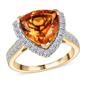 AA LAGOAO Mandarin Citrine and Luxuriant Lab Grown Diamond G-H SI 4.74 ctw Ring in 10K Yellow Gold (Size 10.0)