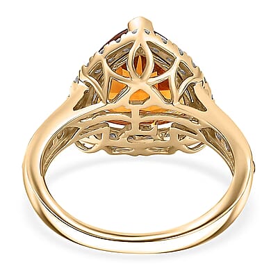 Premium Santa Ana Madeira Citrine and Luxuriant Lab Grown Diamond G-H SI 4.74 ctw Ring in 10K Yellow Gold (Size 10.0)