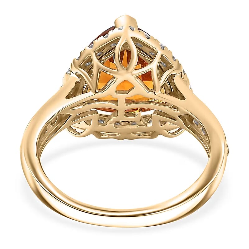 10K Yellow Gold AA LAGOAO Mandarin Citrine, Luxuriant Lab Grown Diamond (GH, SI) Ring (Size 11.0) 4.74 ctw