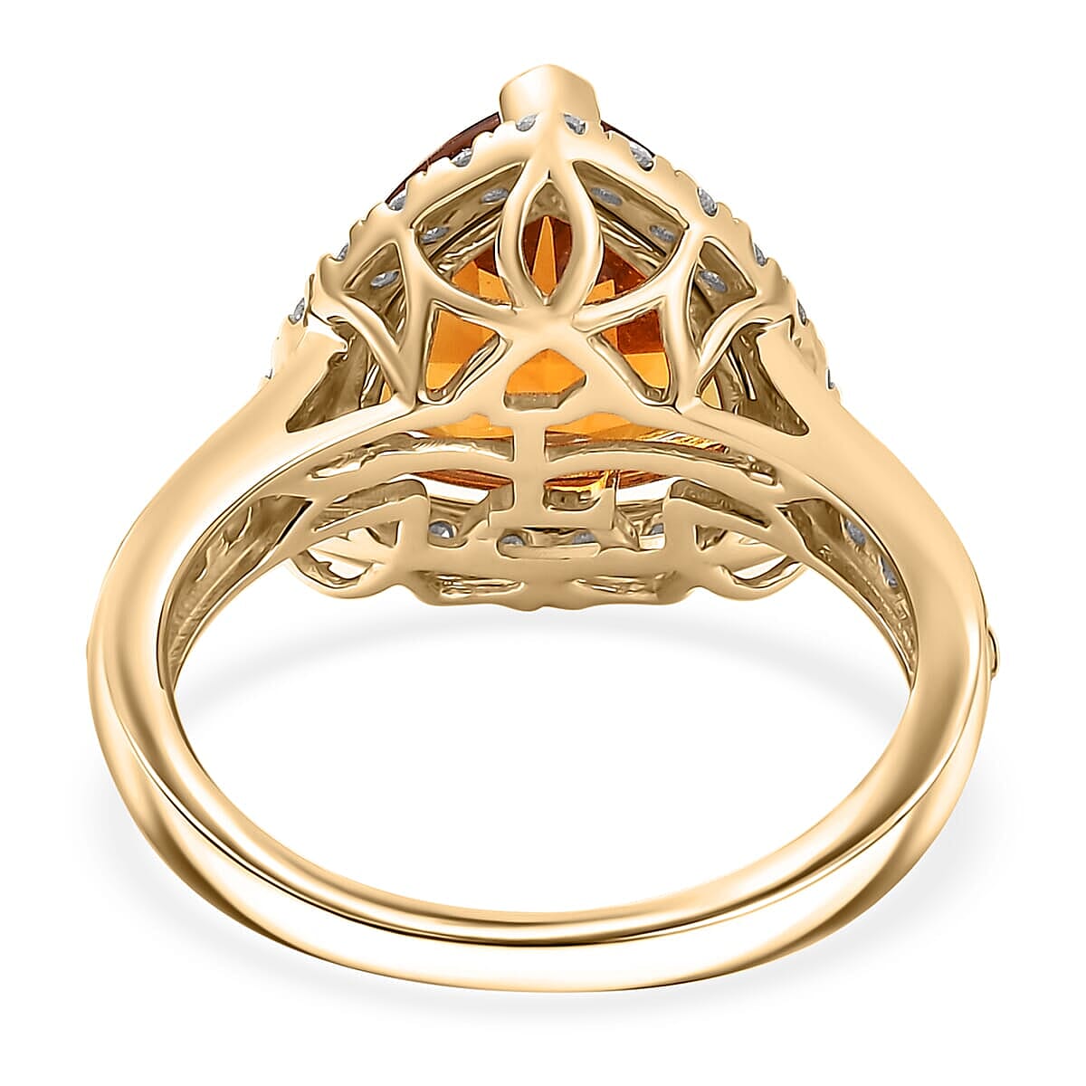 10K Yellow Gold AA LAGOAO Mandarin Citrine, Luxuriant Lab Grown Diamond (GH, SI) Ring (Size 6.5) 4.74 ctw image number 4