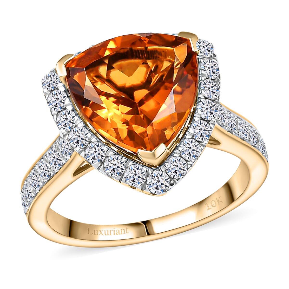 AA LAGOAO Mandarin Citrine and Luxuriant Lab Grown Diamond G-H SI 4.74 ctw Ring in 10K Yellow Gold (Size 9.0) image number 0