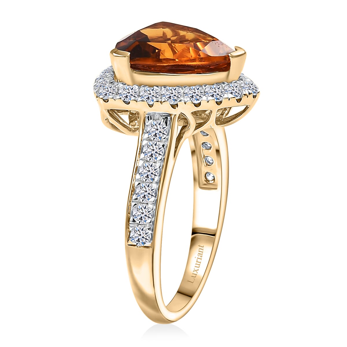 AA LAGOAO Mandarin Citrine and Luxuriant Lab Grown Diamond G-H SI 4.74 ctw Ring in 10K Yellow Gold (Size 9.0) image number 3