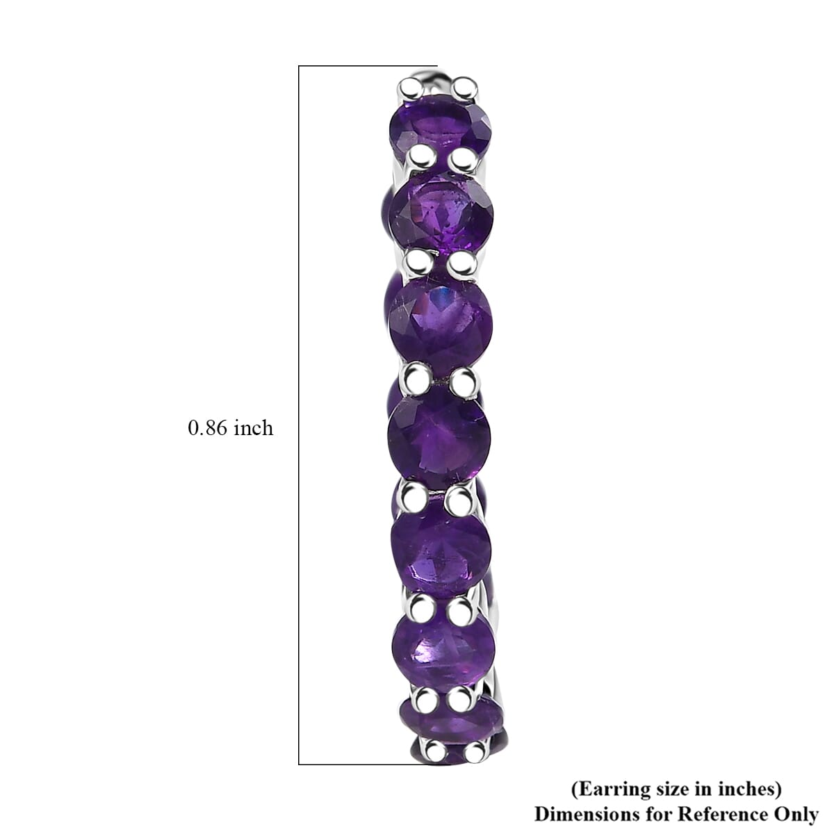 Karis African Amethyst 6.15 ctw Hoop Earrings in Platinum Bond  image number 4