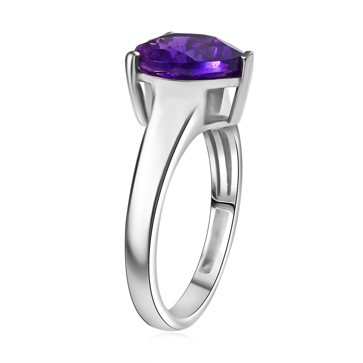 D'Joy African Amethyst 2.90 ctw Heart Ring in Platinum Over Sterling Silver (Size 7.0) image number 3