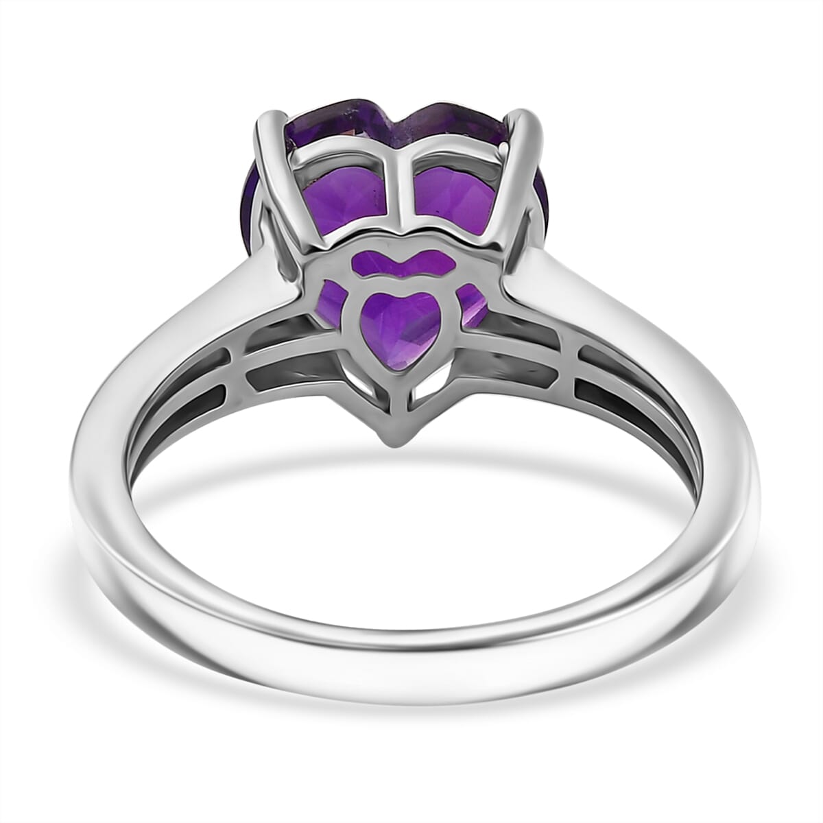 D'Joy African Amethyst 2.90 ctw Heart Ring in Platinum Over Sterling Silver (Size 7.0) image number 4