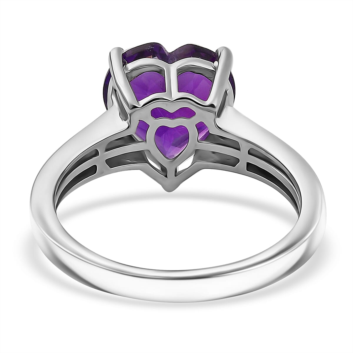 D'Joy African Amethyst 2.90 ctw Heart Ring in Platinum Over Sterling Silver (Size 8.0) image number 4