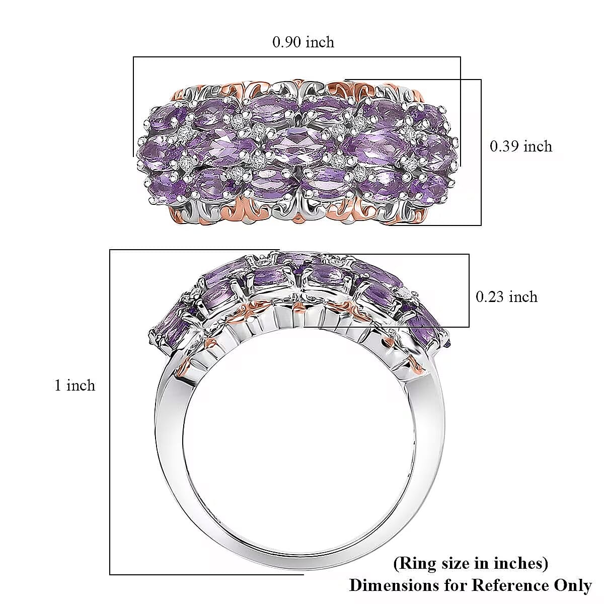 D'Joy Rose De France Amethyst and White Zircon 1.70 ctw Vines Ring in 18K Vermeil RG and Rhodium Over Sterling Silver (Size 7.0) image number 6