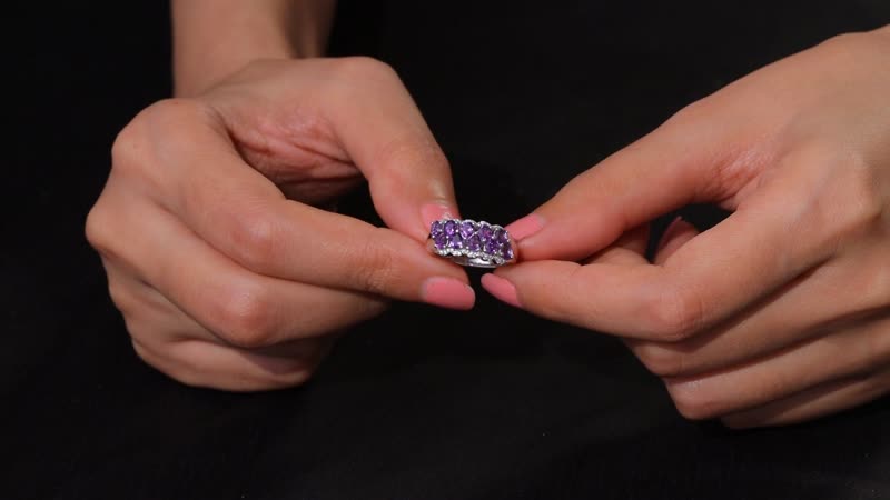 Premium Bolivian Amethyst, White Zircon Ring in Platinum Over Sterling Silver (Size 10.0) 1.75 ctw