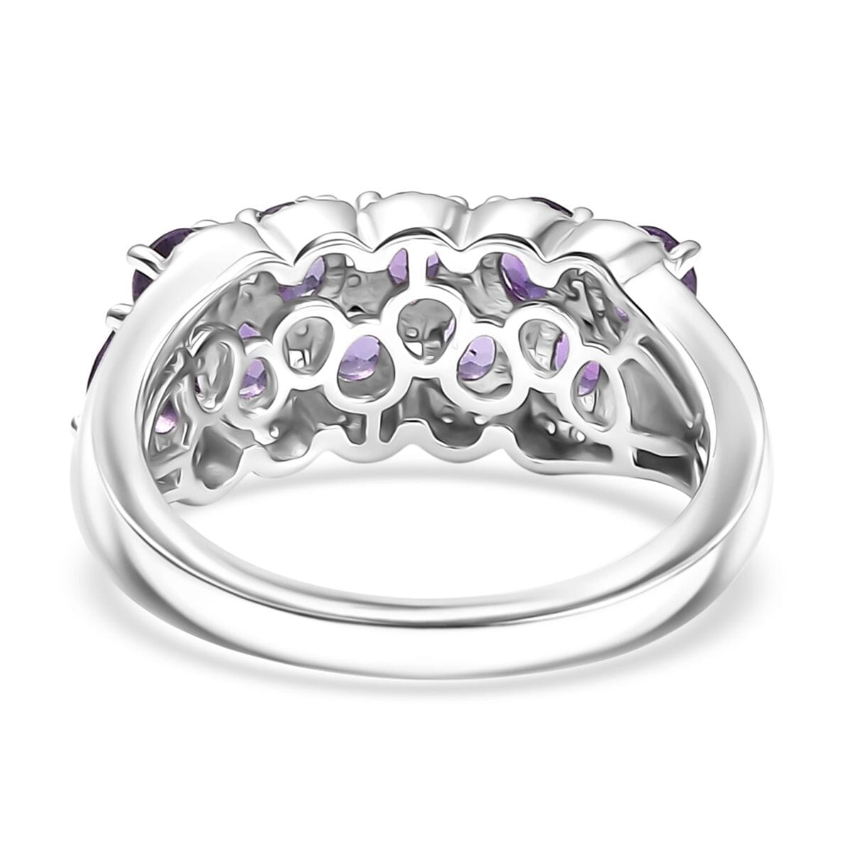 D'Joy Premium Bolivian Amethyst and White Zircon 1.75 ctw Violet Cascade Ring in Platinum Over Sterling Silver (Size 10.0) image number 4