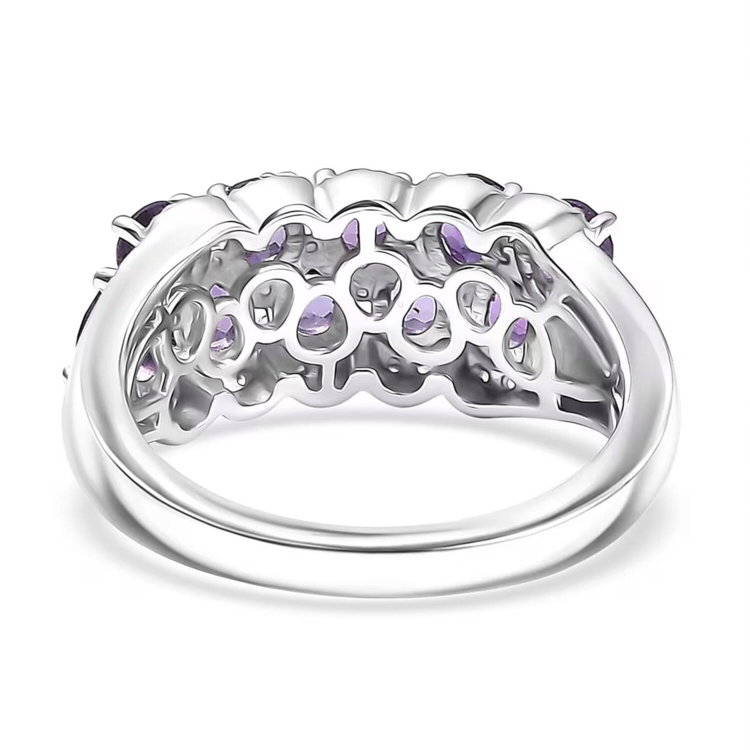 D'Joy Premium Bolivian Amethyst and White Zircon 1.75 ctw Violet Cascade Ring in Platinum Over Sterling Silver (Size 10.0)