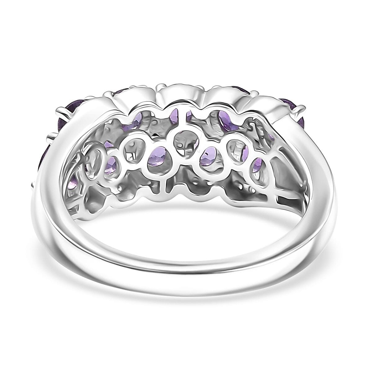 D'Joy Premium Bolivian Amethyst and White Zircon 1.75 ctw Violet Cascade Ring in Platinum Over Sterling Silver (Size 6.0) image number 4