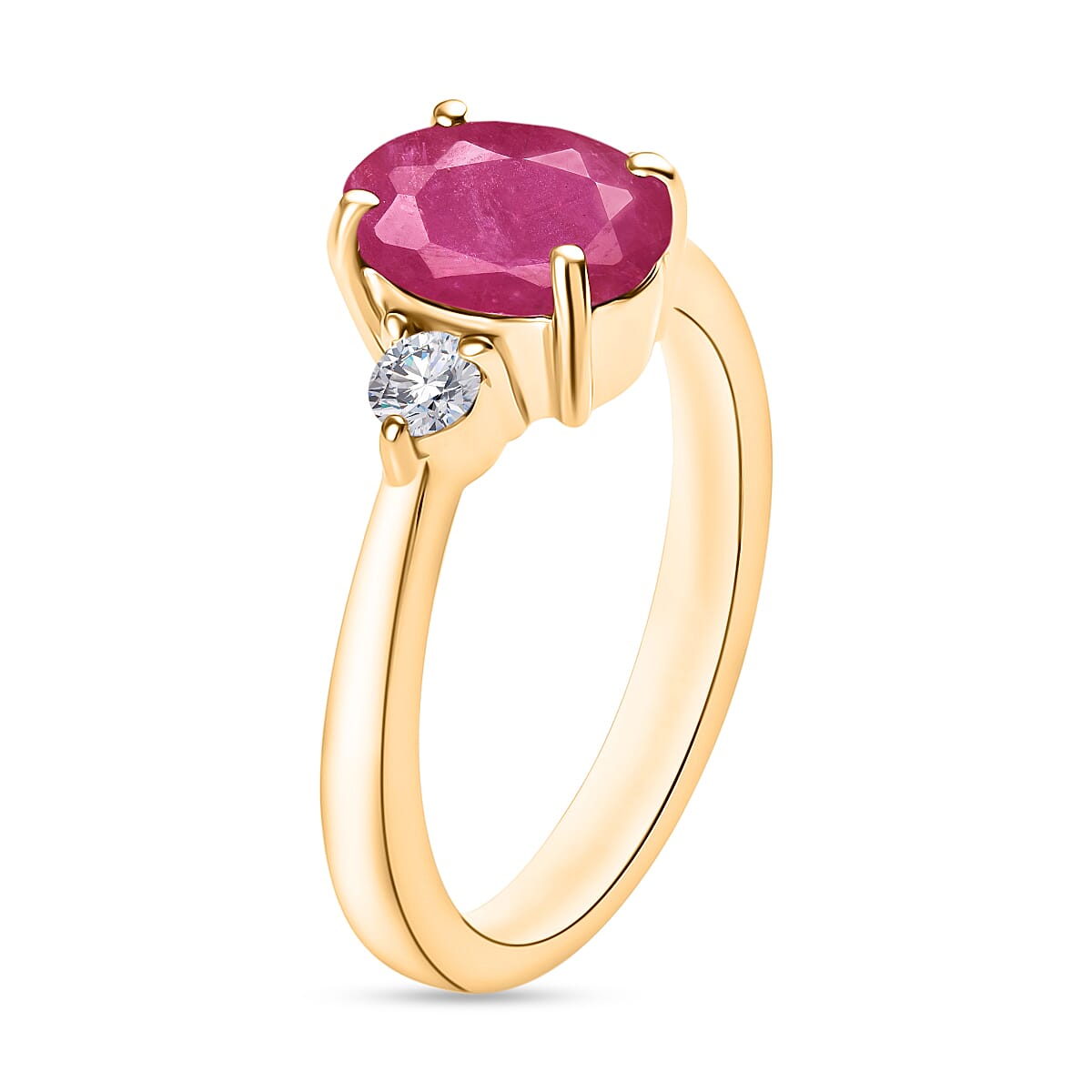 Luxoro Premium Mozambique Ruby and E-F VS Diamond Ring in 10K Yellow Gold (Size 10.0) 2.82 ctw image number 2
