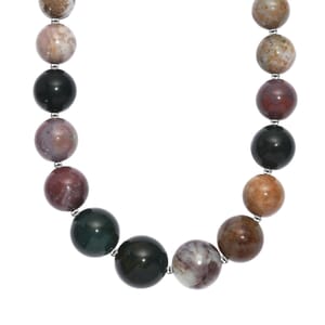Multi Agate 610.00 ctw Beaded Necklace in Platinum Bond 18 Inches
