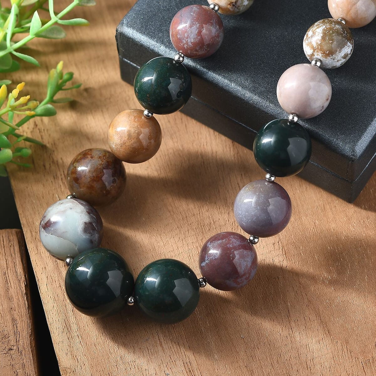 Multi Agate 610.00 ctw Beaded Necklace in Platinum Bond 18 Inches image number 1