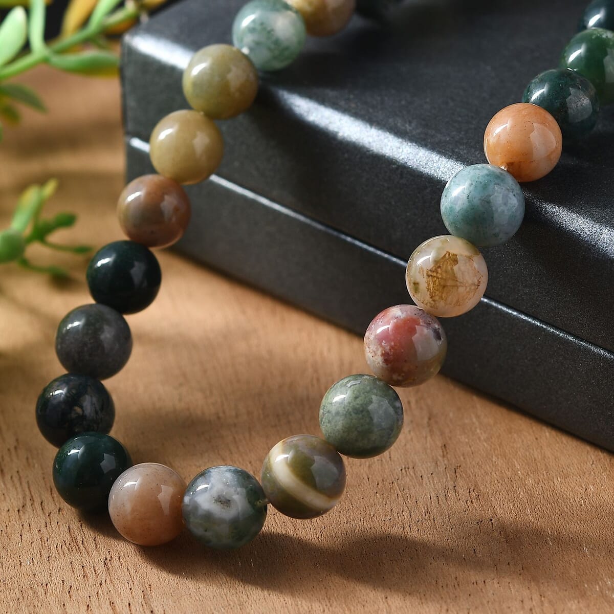 Multi Agate 220.00 ctw Beaded Necklace in Stainless Steel 18 Inches image number 1