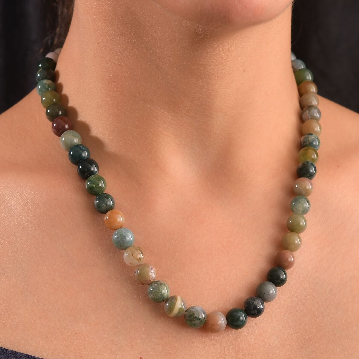 Multi Agate 220.00 ctw Beaded Necklace in Stainless Steel 18 Inches image number 2