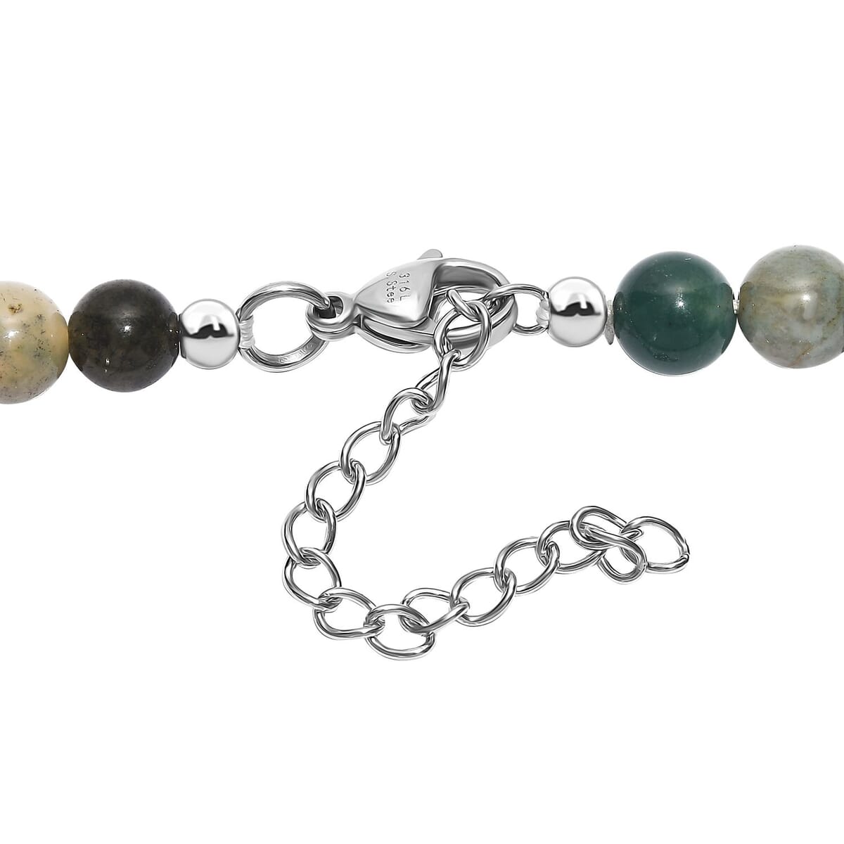 Multi Agate 220.00 ctw Beaded Necklace in Stainless Steel 18 Inches image number 4