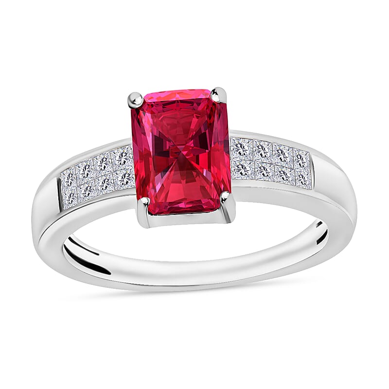 Luxoro AAA Ouro Fino Rubellite and G-H I2 Diamond 1.84 ctw Ring in 14K White Gold (Size  10.0) 5.2 Grams
