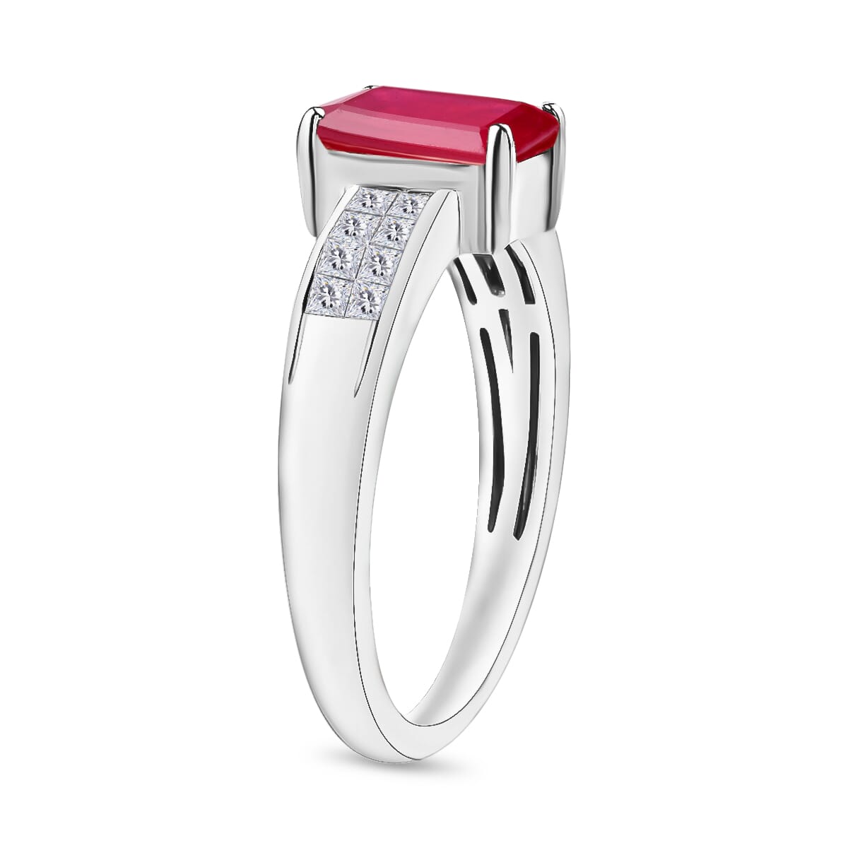 Luxoro AAA Ouro Fino Rubellite and G-H I2 Diamond 1.84 ctw Ring in 14K White Gold (Size  10.0) image number 2