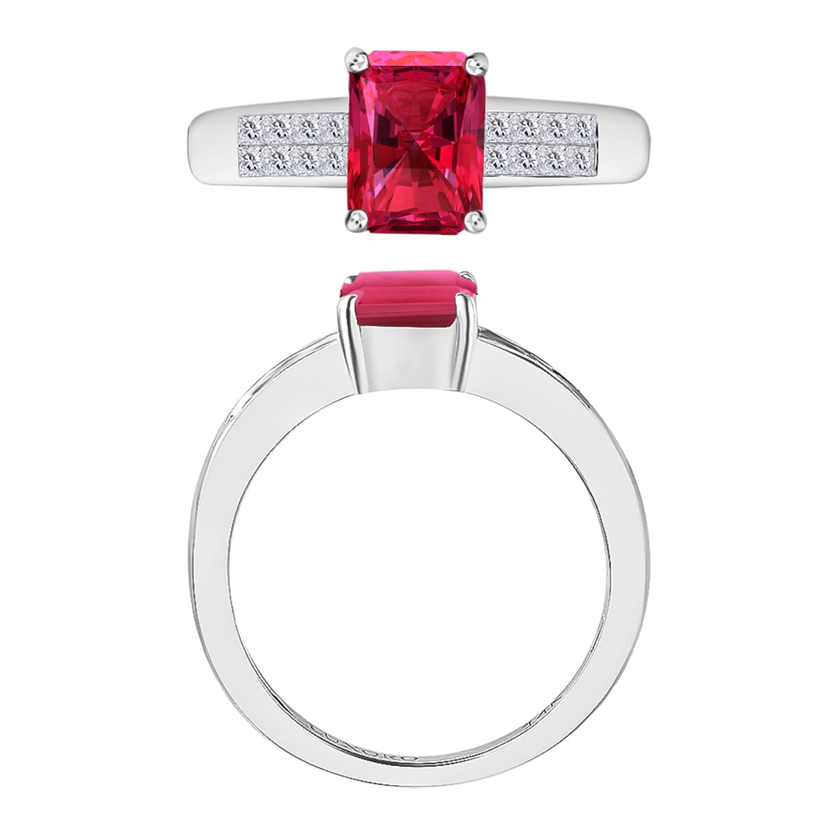 Luxoro AAA Ouro Fino Rubellite and G-H I2 Diamond 1.84 ctw Ring in 14K White Gold (Size  10.0) image number 3