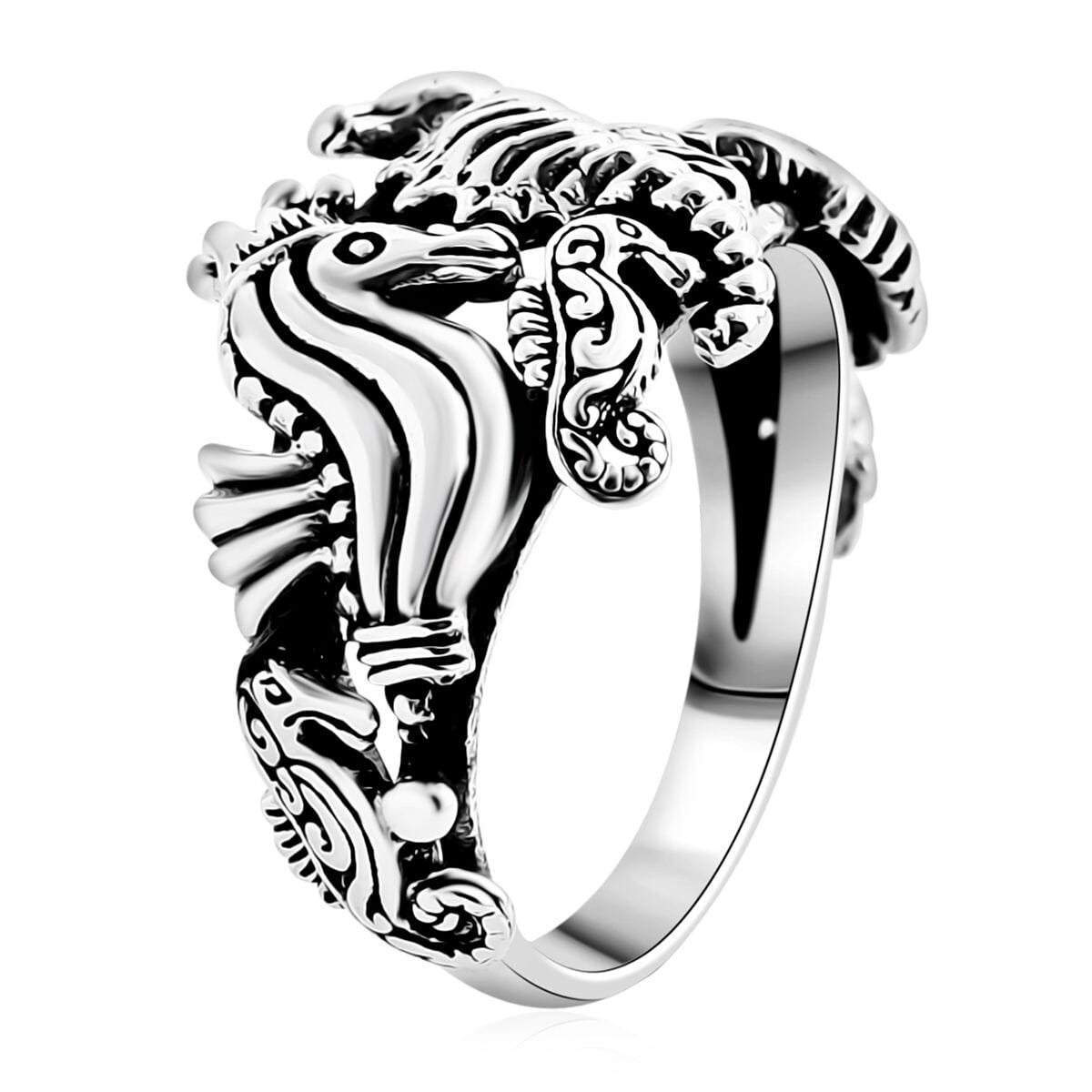 Bali Legacy Seahorse Ring in Sterling Silver (Size 8.0) 5.50 Grams image number 3