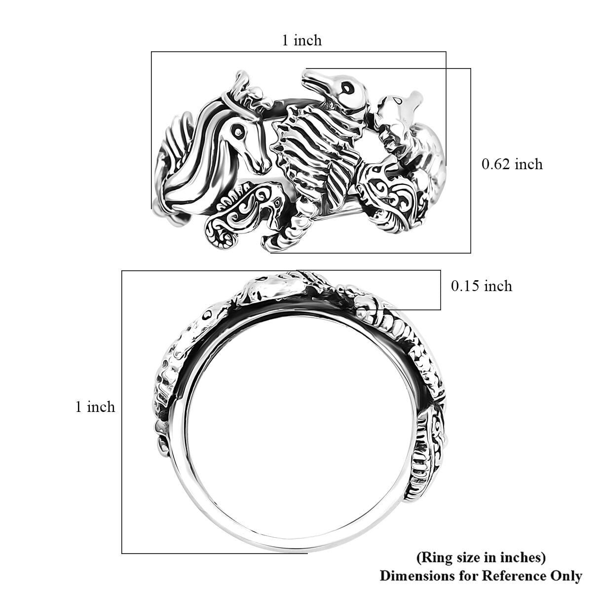Bali Legacy Seahorse Ring in Sterling Silver (Size 8.0) 5.50 Grams image number 5