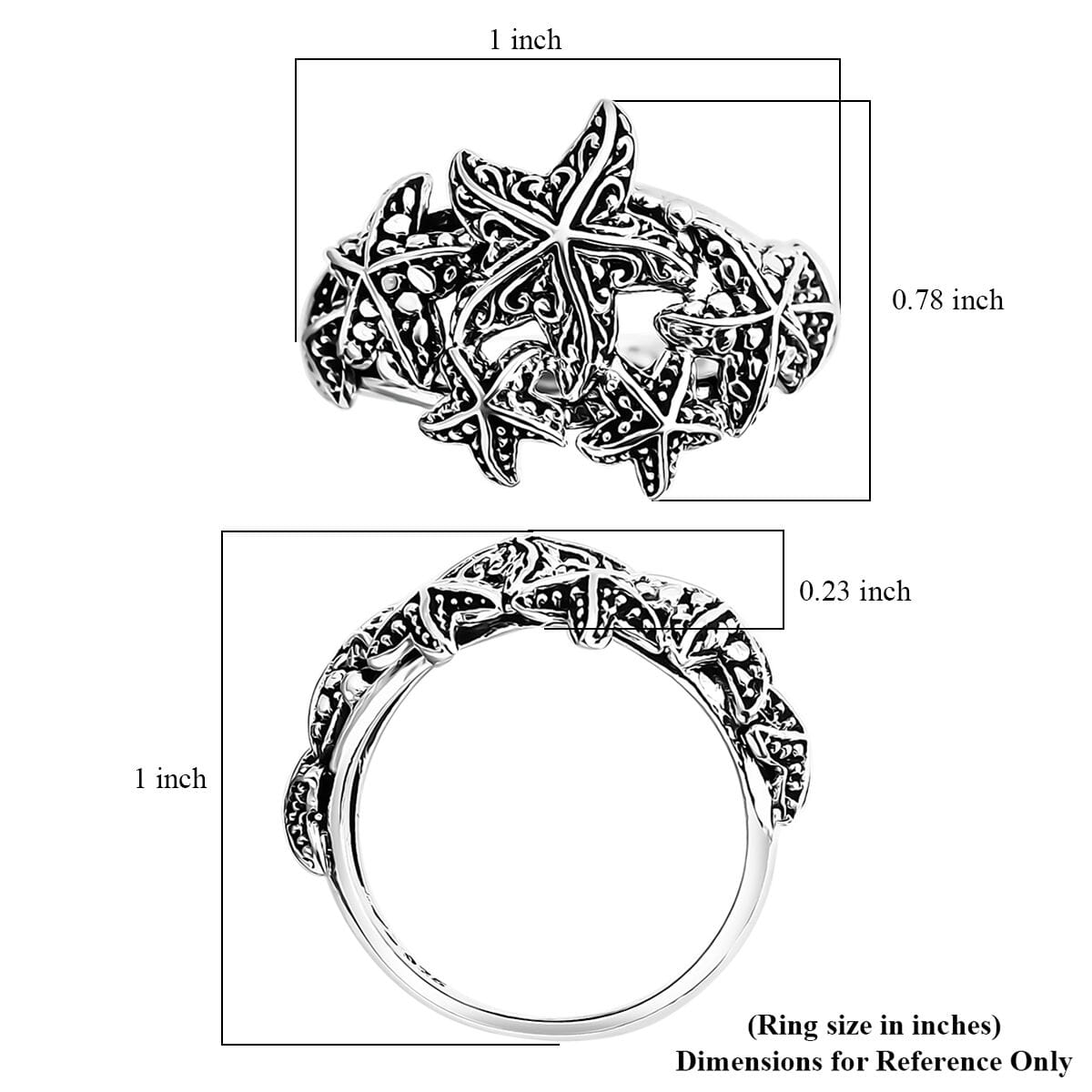Bali Legacy Starfish Ring in Sterling Silver (Size 9.0) 5.20 Grams image number 5
