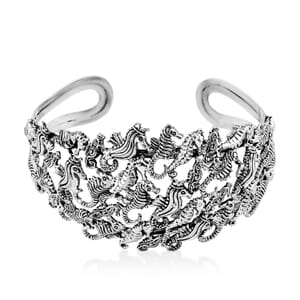 Bali Legacy Seahorse Cuff Bracelet in Sterling Silver (7.25 In) 35.25 Grams