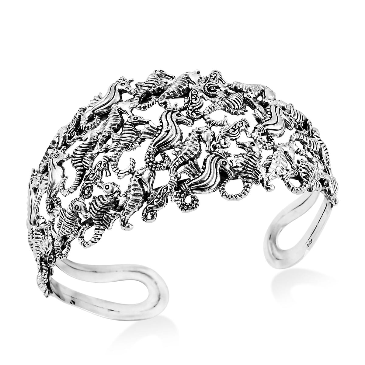 Bali Legacy Seahorse Cuff Bracelet in Sterling Silver (7.25 In) 35.25 Grams image number 3