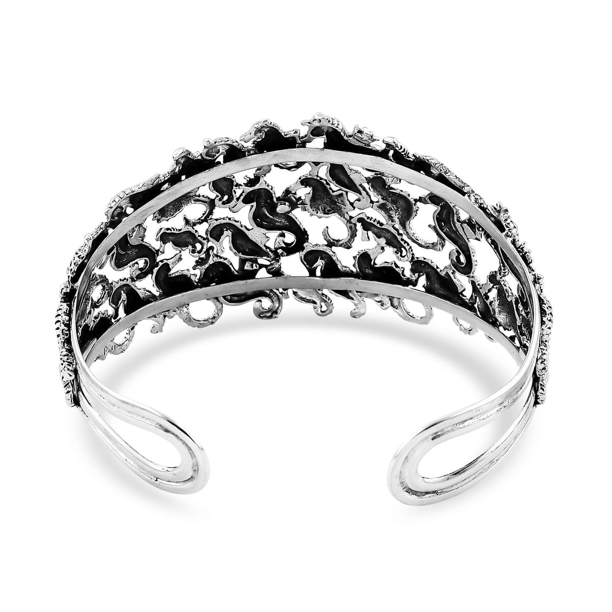 Bali Legacy Seahorse Cuff Bracelet in Sterling Silver (7.25 In) 35.25 Grams image number 4